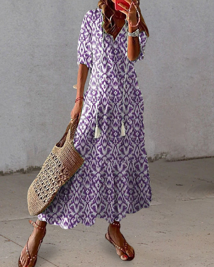 ANNY | BOHO VINTAGE V-NECK SUMMER DRESS