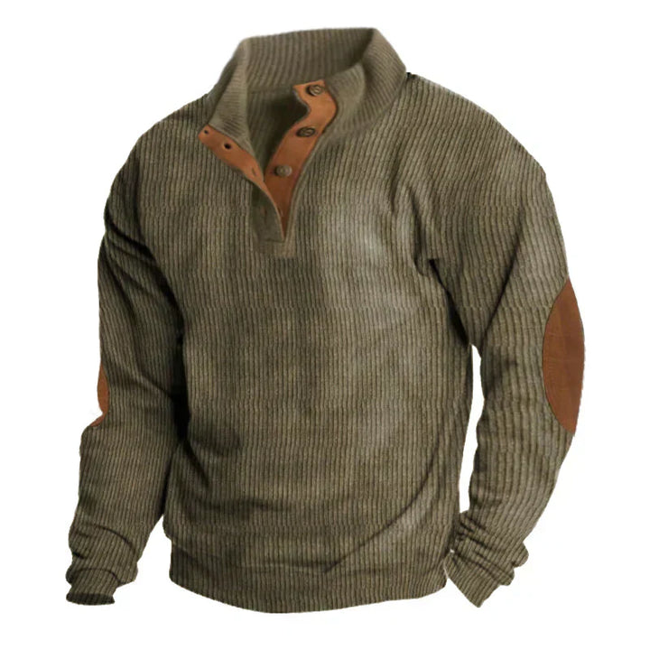 CLINT | RIBBED BUTTON SWEATER
