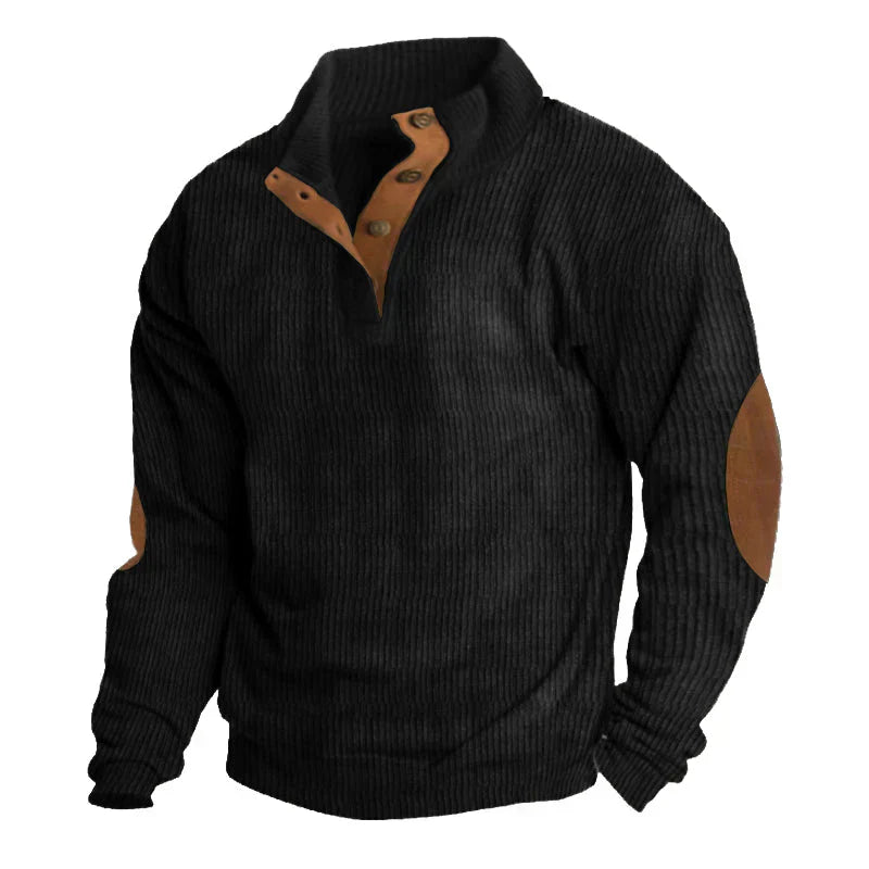 CLINT | RIBBED BUTTON SWEATER