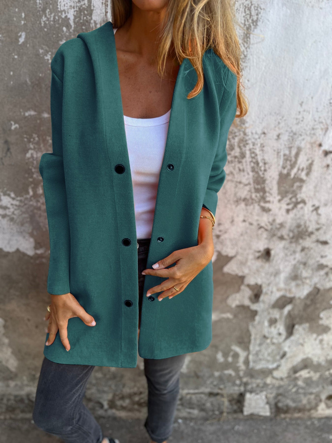 SINEAD | CASUAL SINGLE BREASTED JACKET WITH HOOD