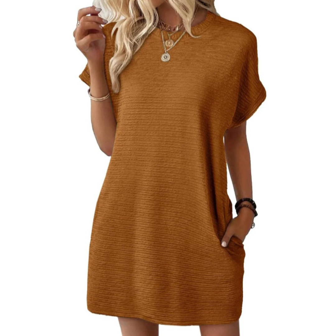 EVITA | CASUAL MINIMALIST ROUND NECK DRESS
