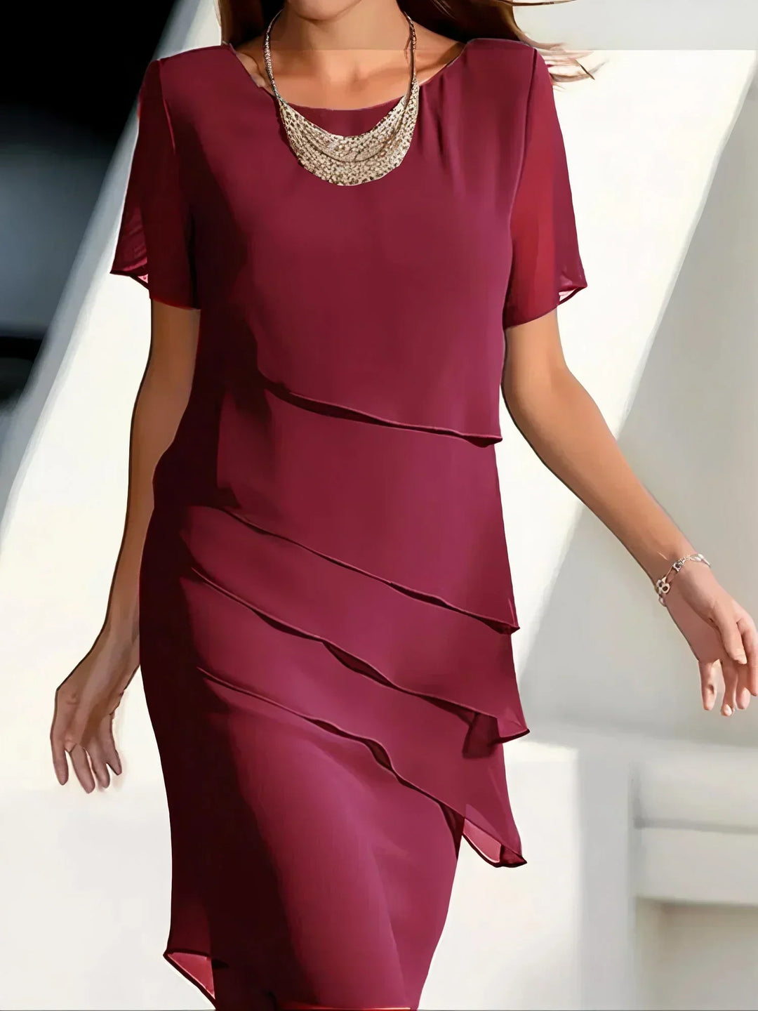 MONIKA | MIDI DRESS WITH SHORT SLEEVES