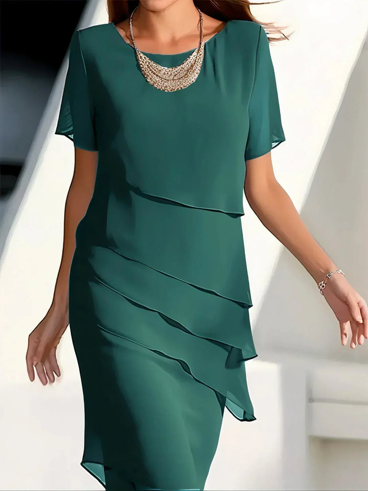 MONIKA | MIDI DRESS WITH SHORT SLEEVES