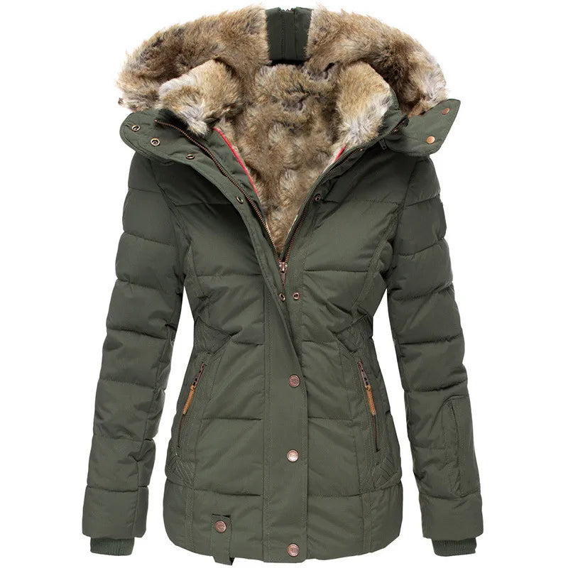 THRINA | WARM WINTER COAT WITH FAUX FUR LINING