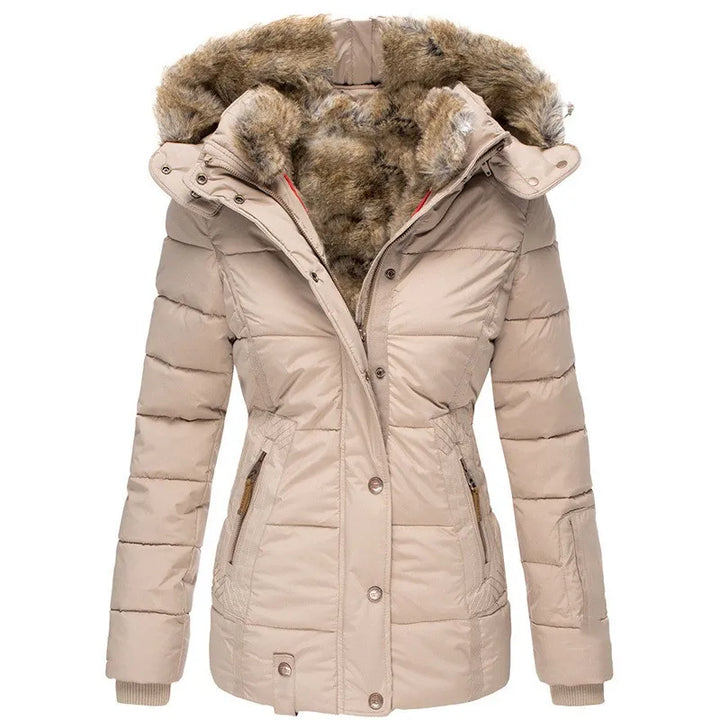 THRINA | WARM WINTER COAT WITH FAUX FUR LINING