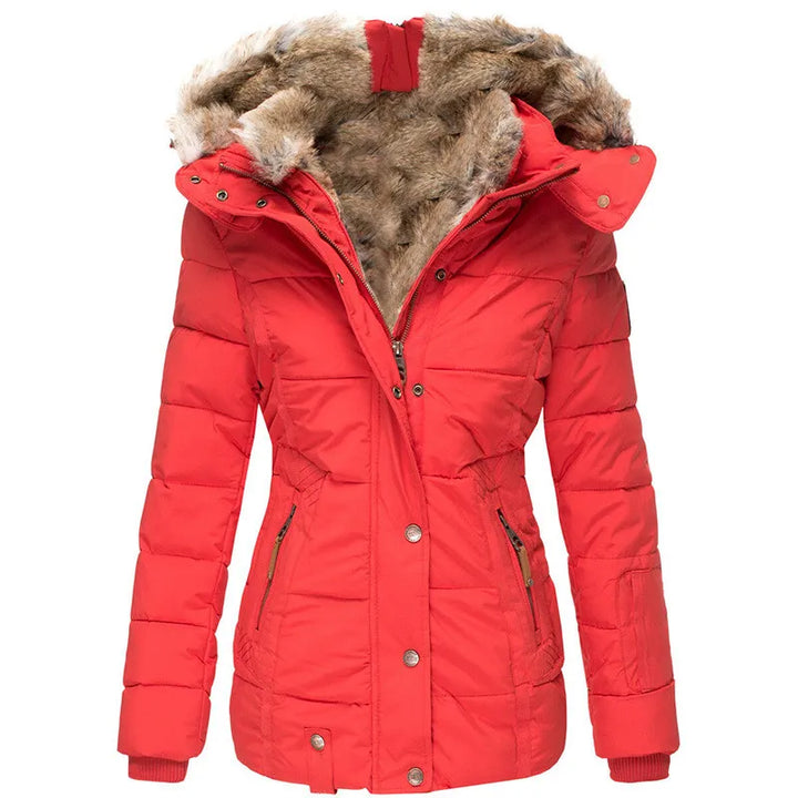 THRINA | WARM WINTER COAT WITH FAUX FUR LINING