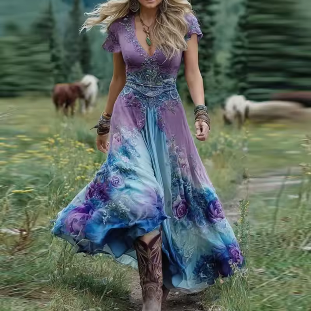 CELESTINE | TAILORED AND FLOWING FLORAL DRESS