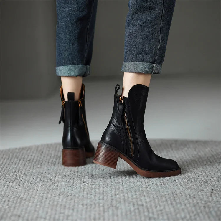 NUALA | PREMIUM LEATHER ANKLE BOOTS