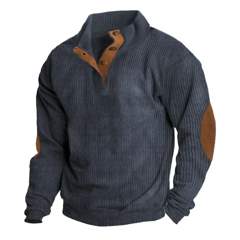 CLINT | RIBBED BUTTON SWEATER