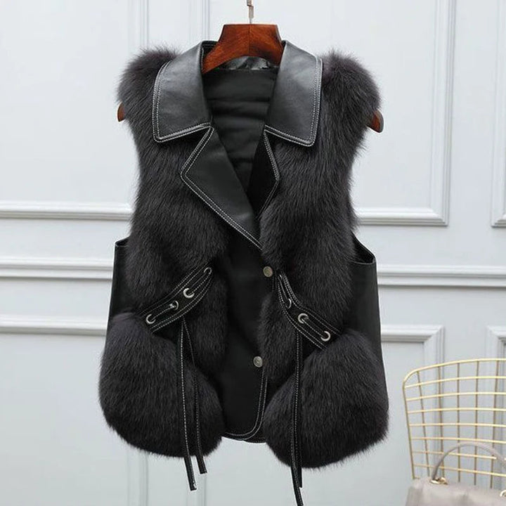 KAYLEIGH | FAUX FUR LEATHER VEST