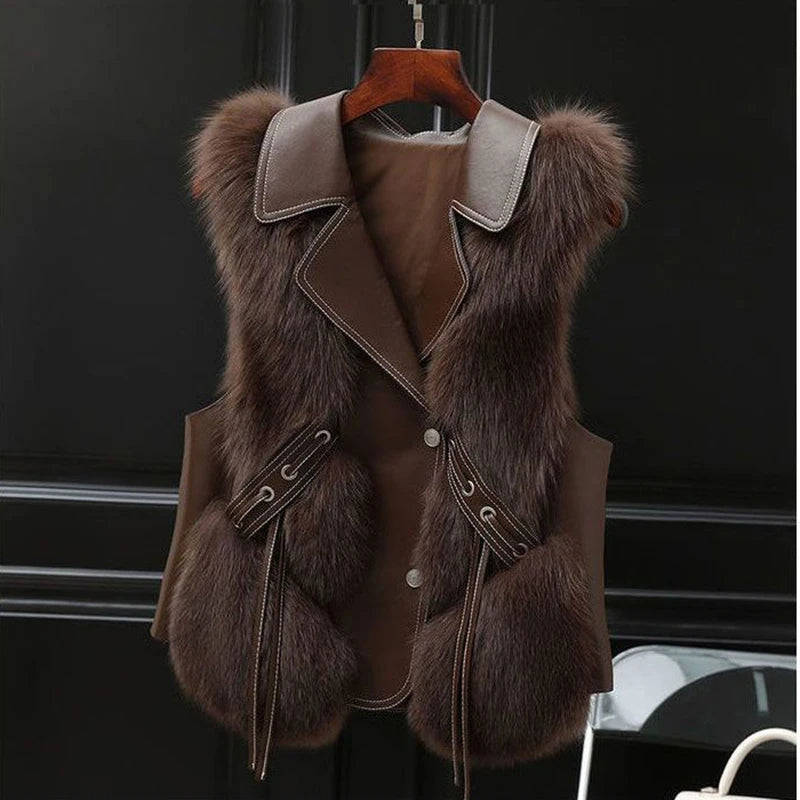 KAYLEIGH | FAUX FUR LEATHER VEST