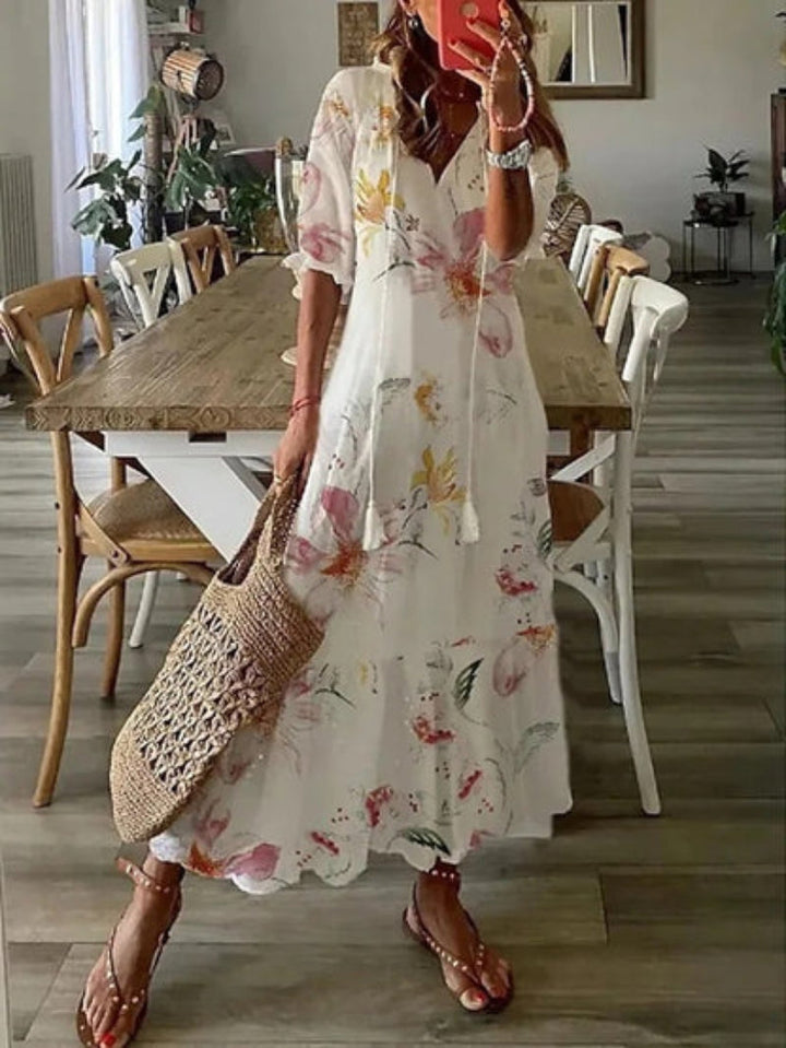 ANNY | BOHO VINTAGE V-NECK SUMMER DRESS
