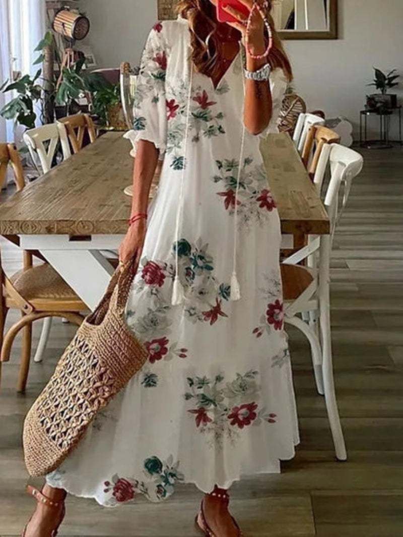 ANNY | BOHO VINTAGE V-NECK SUMMER DRESS